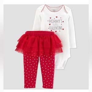 CARTERS “MOMMY’S LITTLE VALENTINE ” 2 PC SET- RED SIZE 3M (NEW WITH TAGS) A12
